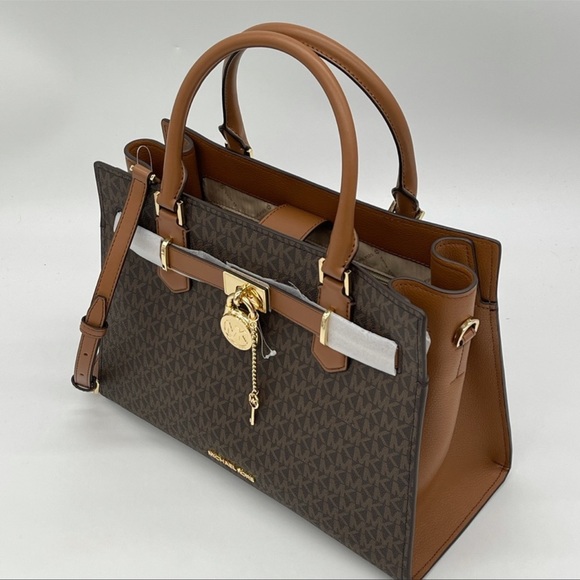 Michael Kors Medium Hamilton Satchel Bag Brown - Picture 7 of 13